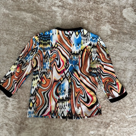Rare Joseph Ribkoff Multicolour Jacket+Matching skirt shiny abstract Art to Wear - Picture 3 of 12